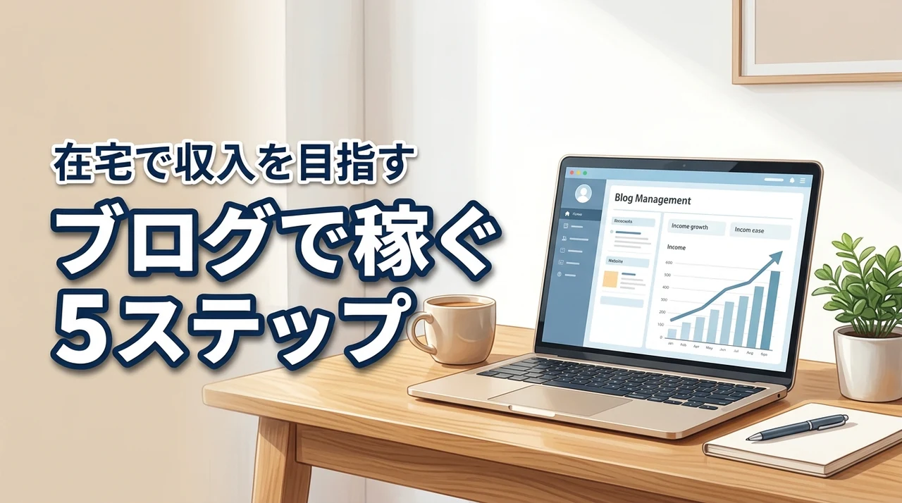 ブログで稼ぐ方法を5ステップで!初心者でも在宅で収入を目指せる始め方を解説します